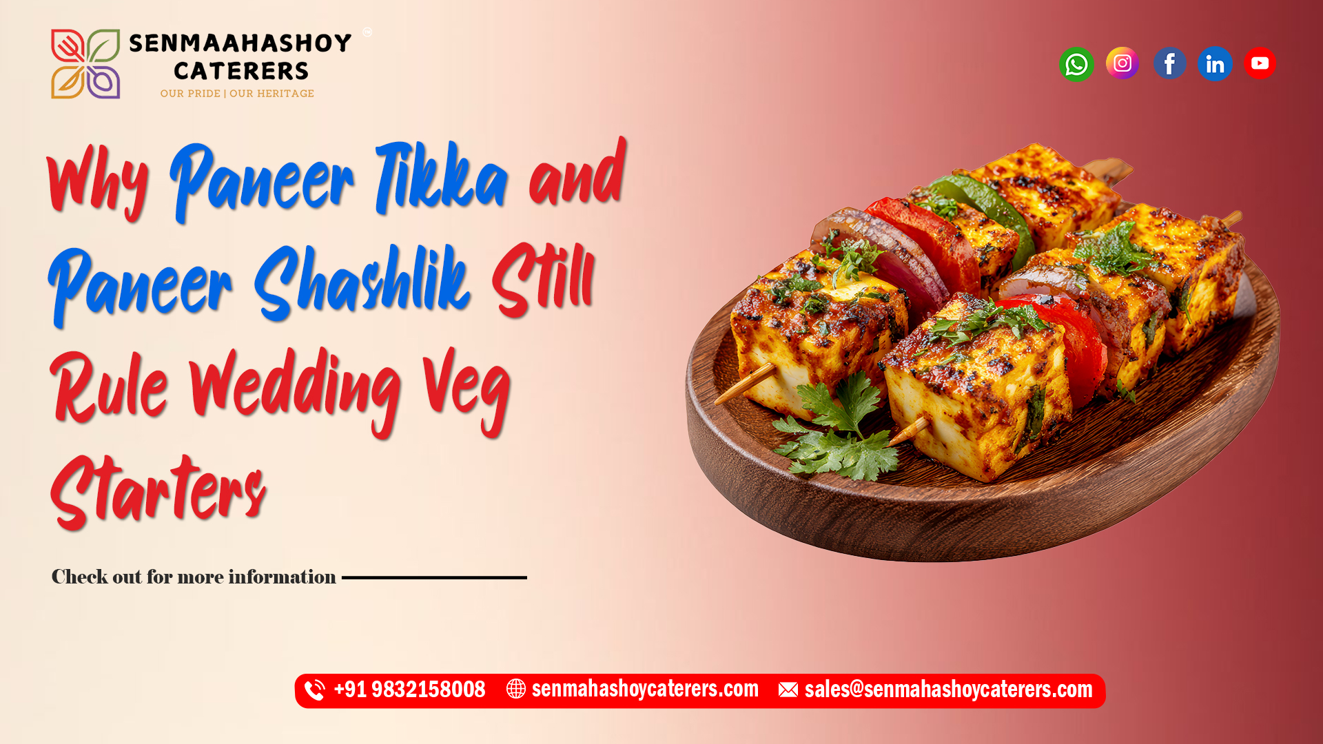 Paneer Tikka & Shashlik: Top Wedding Starters Kolkata